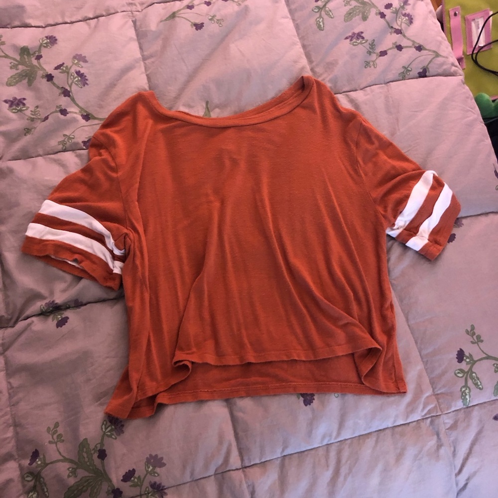 Tan and White-Stripped Crop top from Forever 21